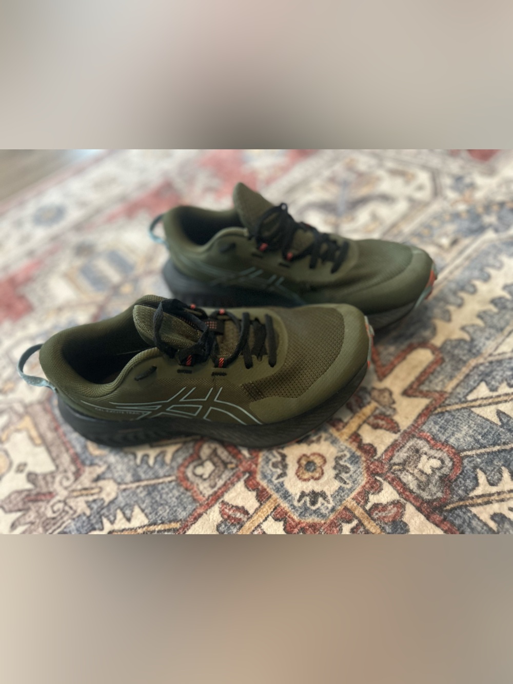 ASICS Men's Athletic Running Shoes in Olive Green with Black Accents